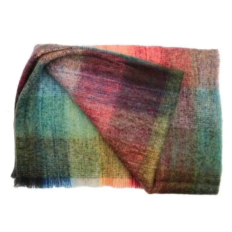 Plaid brushed mohair: blauw rood groen (heide) - Afbeelding 2