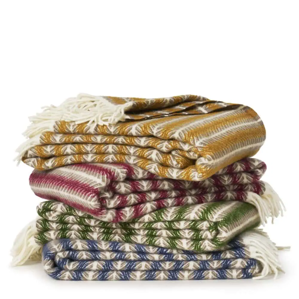 Plaid okergeel, grijs, strepen, eco-lamswol, Klippan Oscar Multi Amber - Afbeelding 5