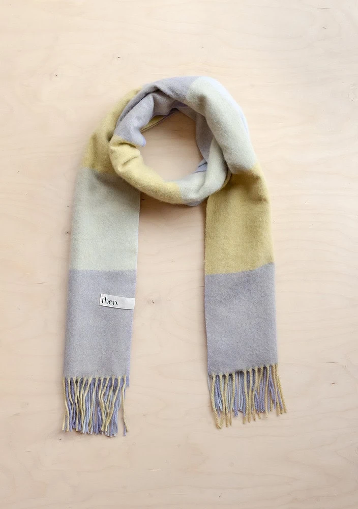 Sjaal lila, blauw, groen, lamswol, Lilac Square Check - Afbeelding 4