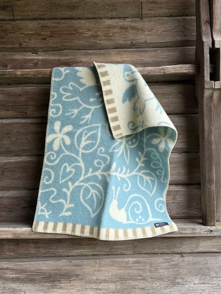 Wiegdeken blauw, lamswol, Klippan Lilla Snigel Blue - Afbeelding 3