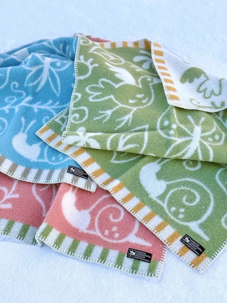 Wiegdeken blauw, lamswol, Klippan Lilla Snigel Blue - Afbeelding 5