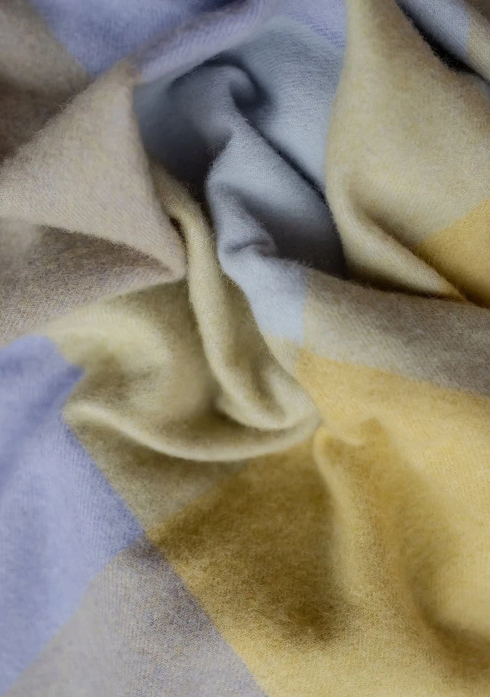 Sjaal lila, blauw, groen, lamswol, Lilac Square Check - Afbeelding 3